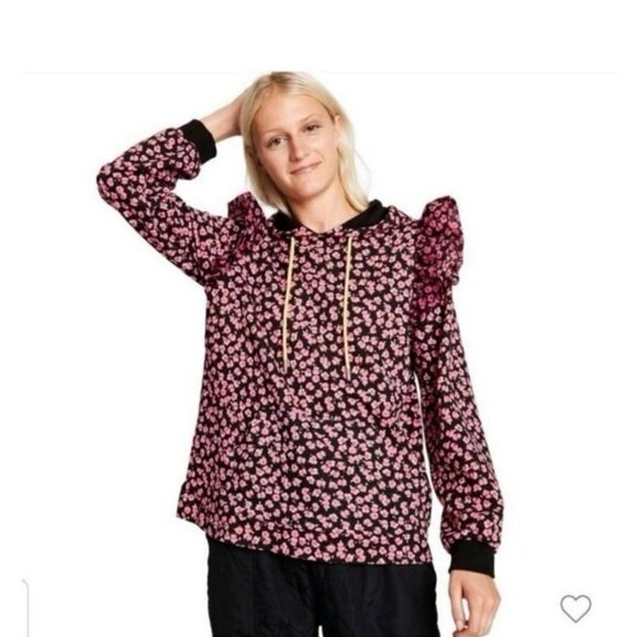 Sandy Liang x Target Ditsy Floral Puff Shoulder Hooded Sweatshirt 3X EUC - Picture 4 of 9